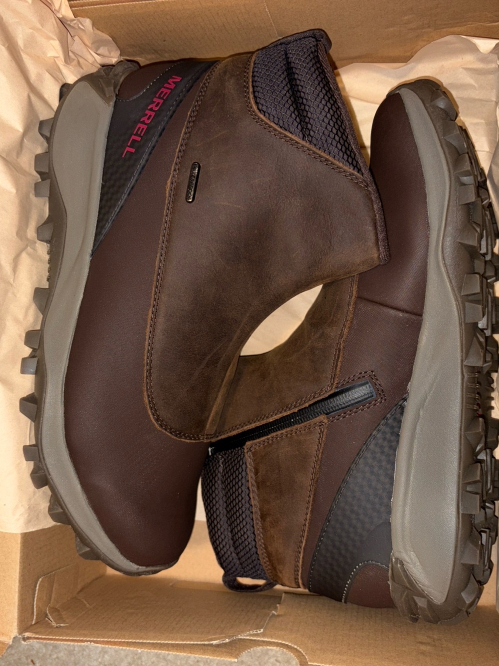 Merrell Men's Dark Brown Leather Waterproof Trail Boots